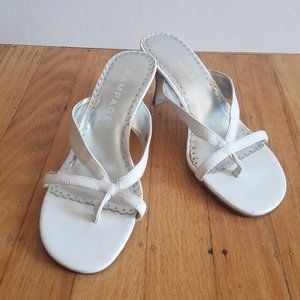 Rampage "Madyson" White Faux Leather Sandal Heels - Size 6M